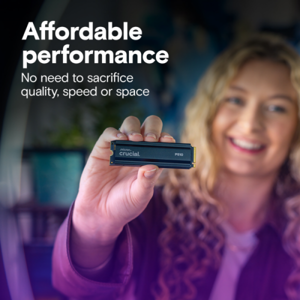 Crucial P510 2TB PCIe Gen5 NVMe 2280 M.2 SSD s hladilnikom Crucial P510 2TB PCIe Gen5 NVMe 2280 M.2 SSD s hladilnikom