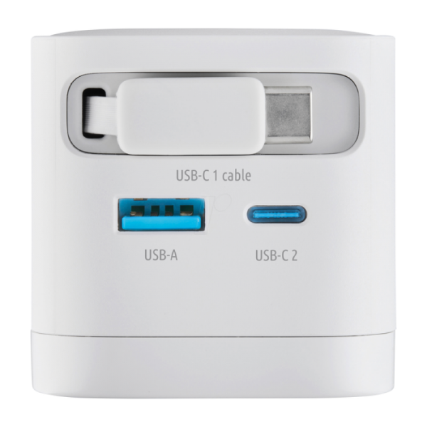 Intenso 65W GaN napajalnik z vgrajenim kablom USB-C, bel