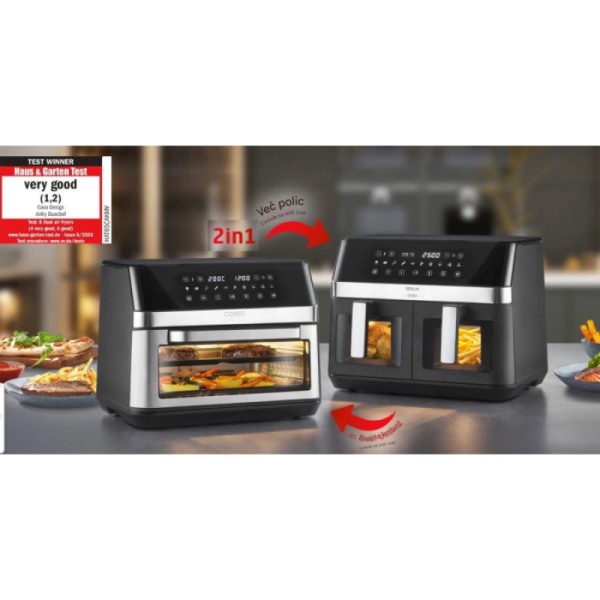 CASO AirFry Duo Chef cvrtnik na vroči zrak v kombinaciji s pečico 2 v 1 2200W CASO AirFry Duo Chef cvrtnik na vroči zrak v kombinaciji s pečico 2 v 1 2200W