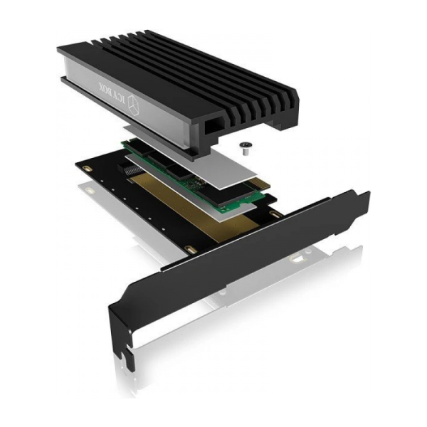 IcyBox IB-PCI214M2-HSL ohišje/adapter za M.2 NVMe SSDje na PCIe x4 kartico s hladilnikom