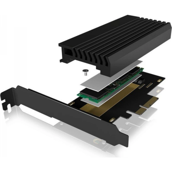 IcyBox IB-PCI214M2-HSL ohišje/adapter za M.2 NVMe SSDje na PCIe x4 kartico s hladilnikom