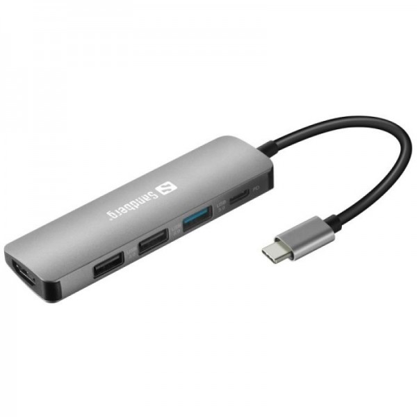 Sandberg USB-C Dock HDMI+3xUSB+PD 100W priklopna postaja Sandberg USB-C Dock HDMI+3xUSB+PD 100W priklopna postaja