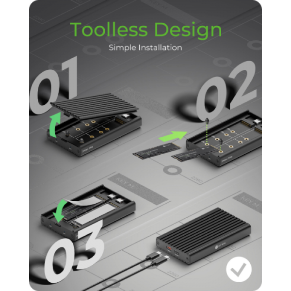 IcyBox IB-2817M-C32 ohišje za 2 M.2 NVMe z USB-C 3.2 Gen 2 priključkom