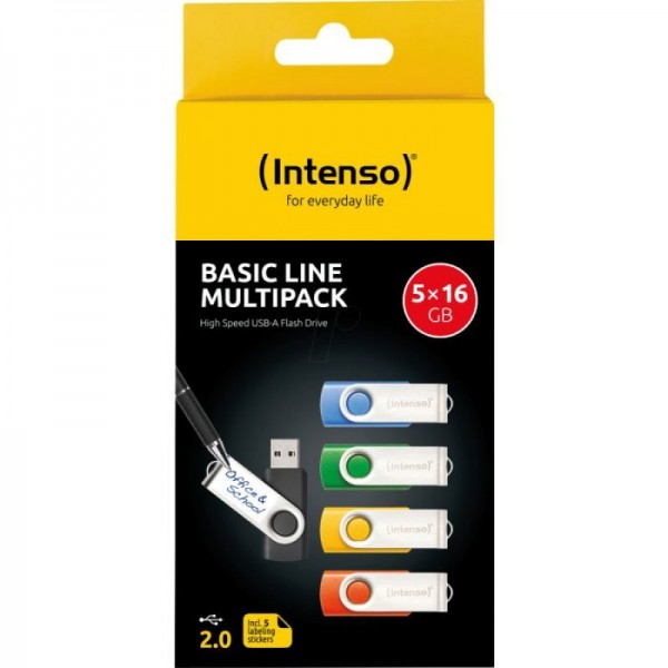Intenso 5x16GB Basic Line USB 2.0 spominski ključki - Barvni