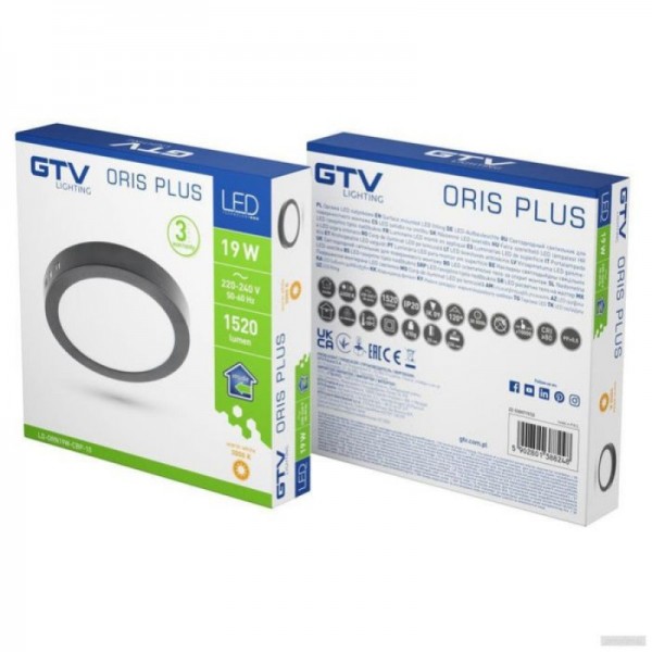 GTV LED panel 19W 4000K 220V, nadgradni, okrogel