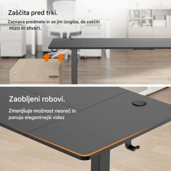 VonHaus Bela električno nastavljiva dvižna pisalna miza 140 × 60 cm z USB-C polnilnim priključkom