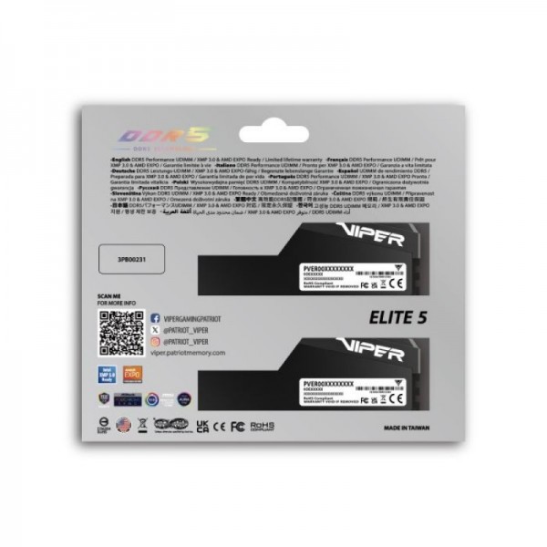 Patriot Viper Elite 5 Ultra RGB Kit 32GB (2x16GB) DDR5-6400 DIMM CL32, 1.4V