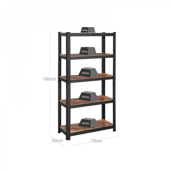 SONGMICS Regal 30 x 75 x 150 cm rjavo-črna, GLR030B01 SONGMICS Regal 30 x 75 x 150 cm rjavo-črna, GLR030B01
