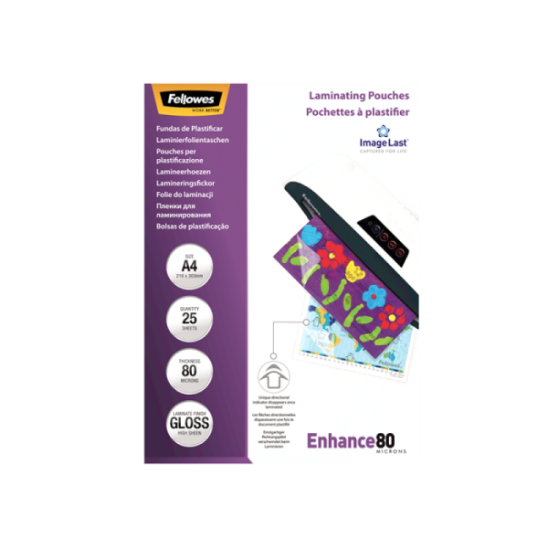 Fellowes žepki za plastificiranje A4, 80 mic, 25 kosov