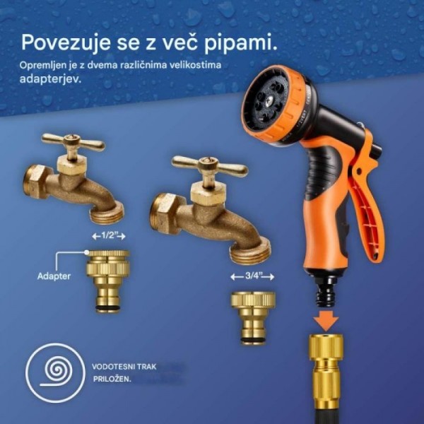 VonHaus raztegljiva vrtna cev – 15 m