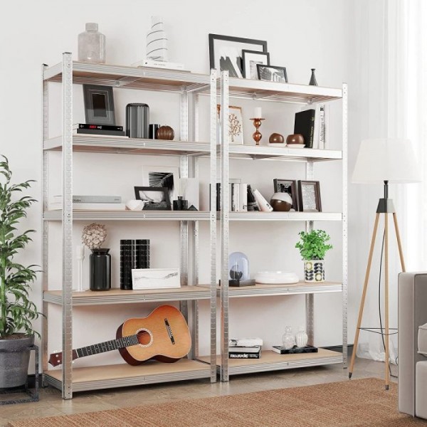 SONGMICS Regal 50 x 100 x 200 cm bež-srebrna, GLR050E01 SONGMICS Regal 50 x 100 x 200 cm bež-srebrna, GLR050E01