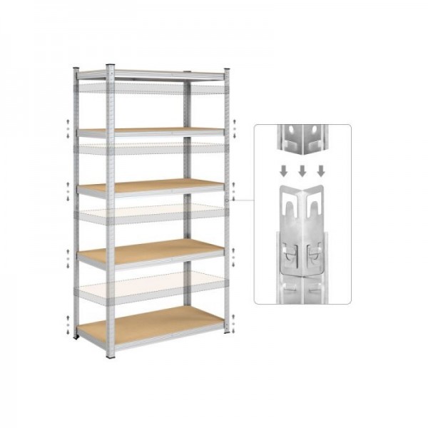 SONGMICS Regal 50 x 100 x 200 cm bež-srebrna, GLR050E01 SONGMICS Regal 50 x 100 x 200 cm bež-srebrna, GLR050E01
