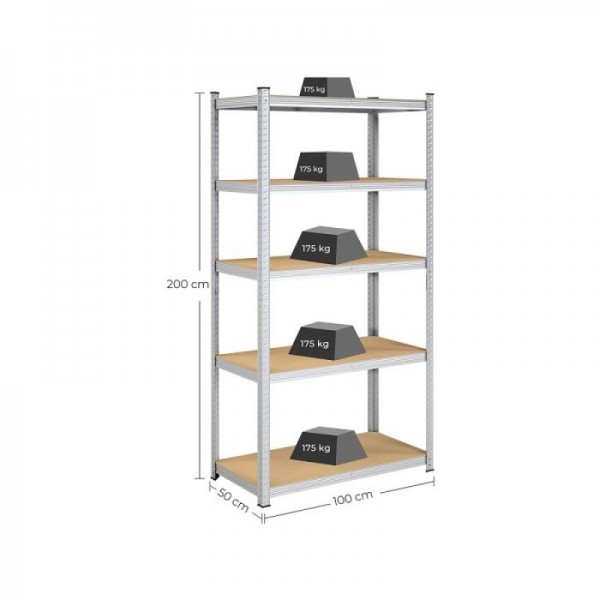 SONGMICS Regal 50 x 100 x 200 cm bež-srebrna, GLR050E01 SONGMICS Regal 50 x 100 x 200 cm bež-srebrna, GLR050E01