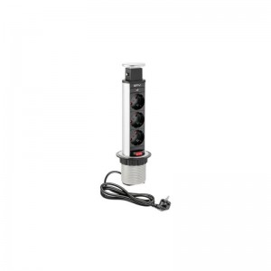 GTV Potopna vtičnica 3x220V Ø60mm, siva