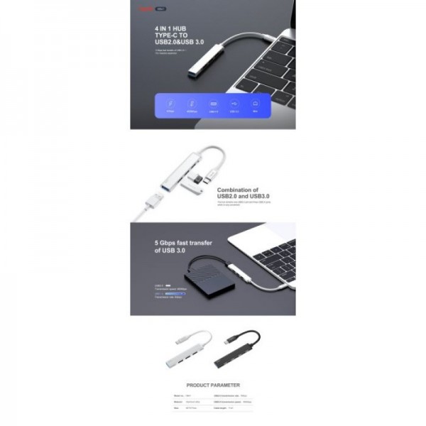 HAVIT USB C 4 Port Hub HB41