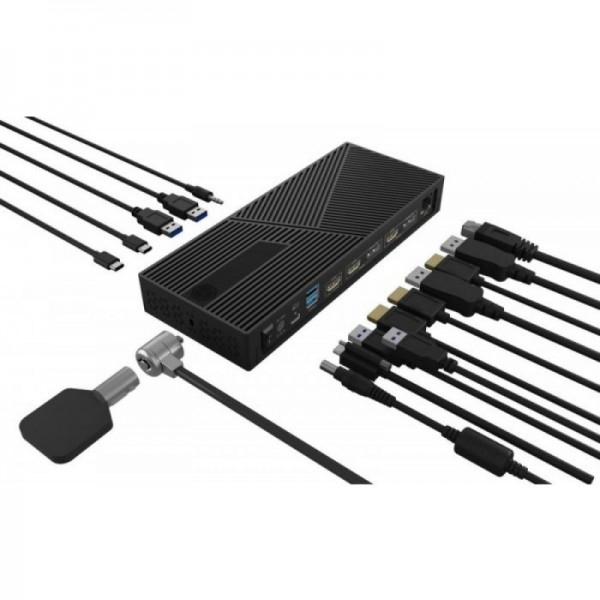 IcyBox IB-DK2246AC 11 v 1 USB-C hibridna priklopna postaja z DisplayLink