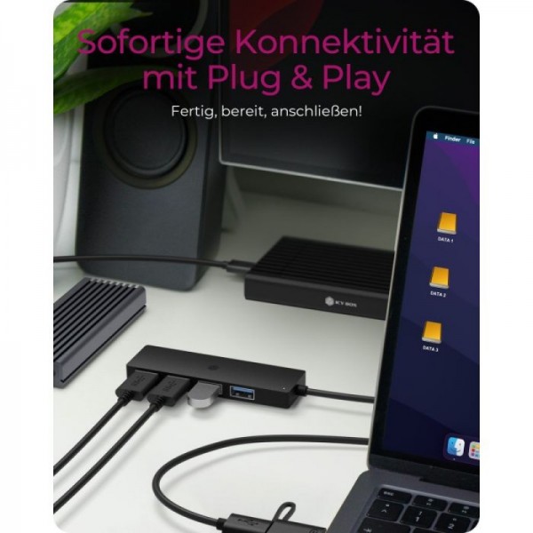 Icybox IB-HUB1424-C3 4-Port Hub s priključkom USB-C in USB-A 3.2 Gen 1