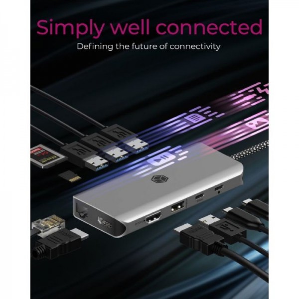 IcyBox IB-DK4061-CPD 12v1 USB-C priklopna postaja za prenosnike s Power Delivery do 100W