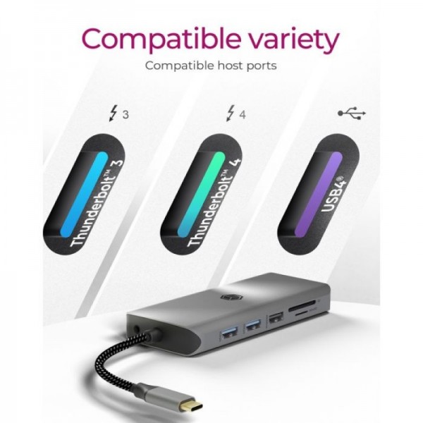 IcyBox IB-DK4061-CPD 12v1 USB-C priklopna postaja za prenosnike s Power Delivery do 100W