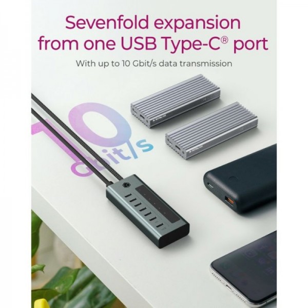 IcyBox IB-HUB1457-C31 7-portni hub vmesnik USB-C 3.2