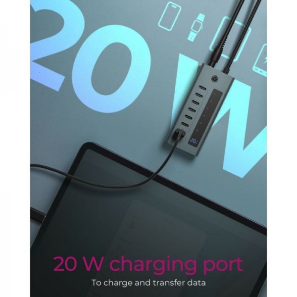 IcyBox IB-HUB1457-C31 7-portni hub vmesnik USB-C 3.2