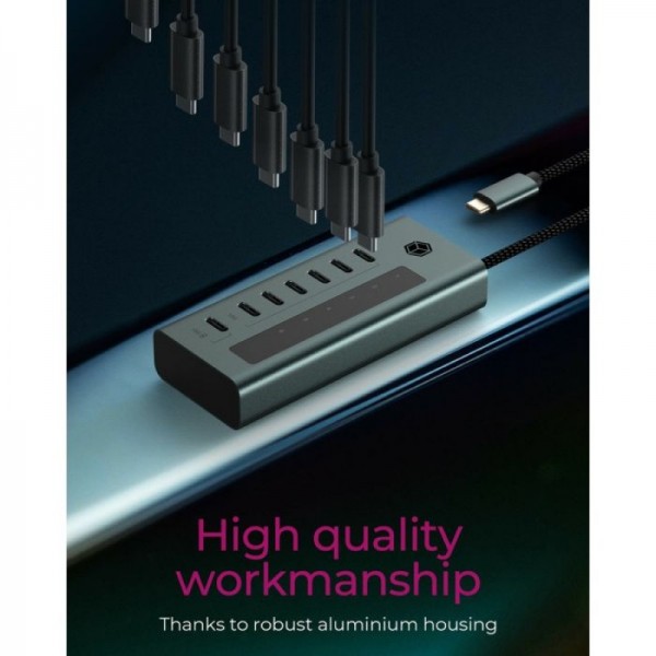 IcyBox IB-HUB1457-C31 7-portni hub vmesnik USB-C 3.2