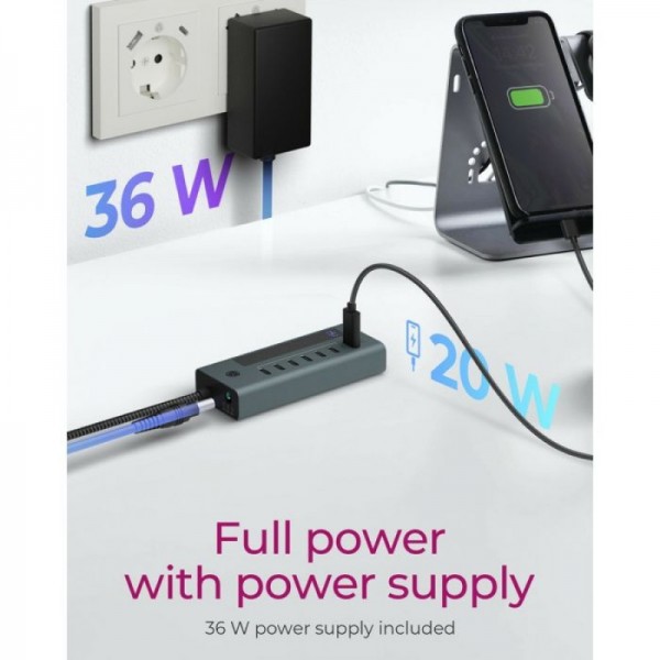 IcyBox IB-HUB1457-C31 7-portni hub vmesnik USB-C 3.2