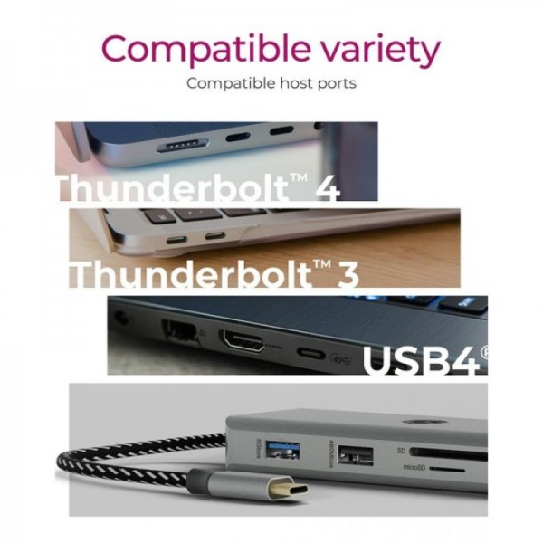 IcyBox IB-DK4012-CPD USB-C priklopna postaja 9v1 s Power Delivery 100W