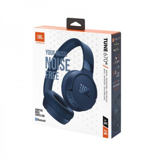 JBL Tune 670NC Bluetooth naglavne brezžične slušalke, modre JBL Tune 670NC Bluetooth naglavne brezžične slušalke, modre