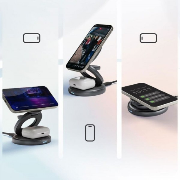 IcyBox IB-SH101-CH 3v1 brezžični magnetni polnilnik za telefone in ure
