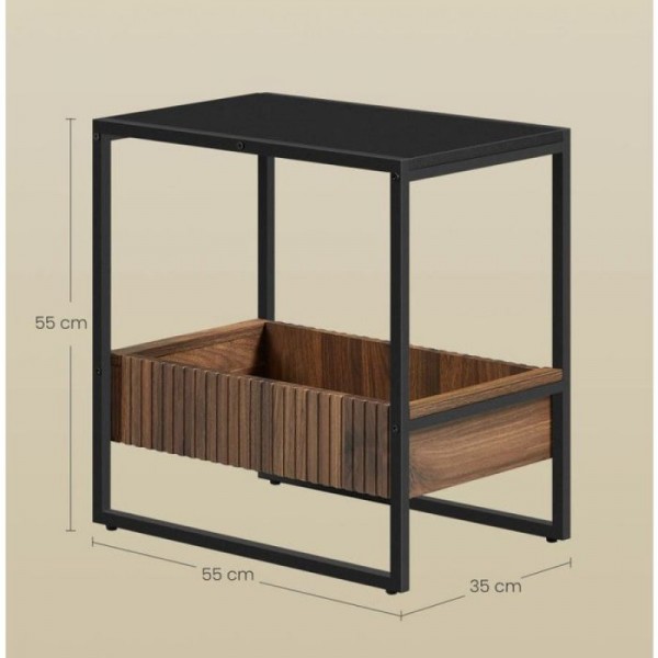 VASAGLE stranska mizica, rustikalno rjava