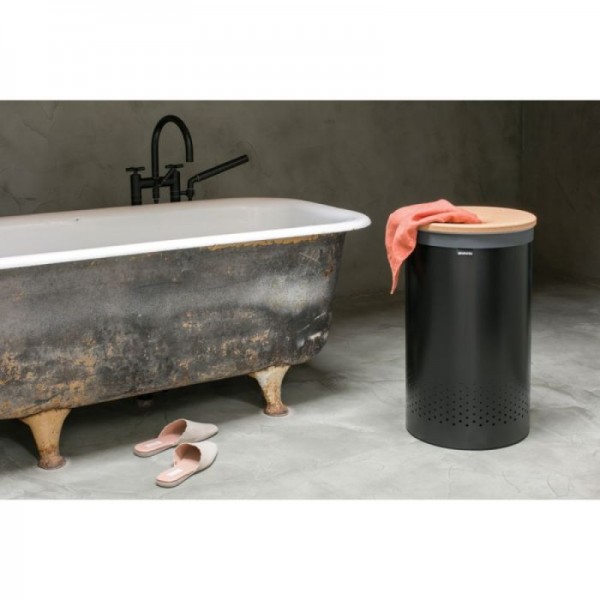 Brabantia koš za perilo 60L okrogel, črn