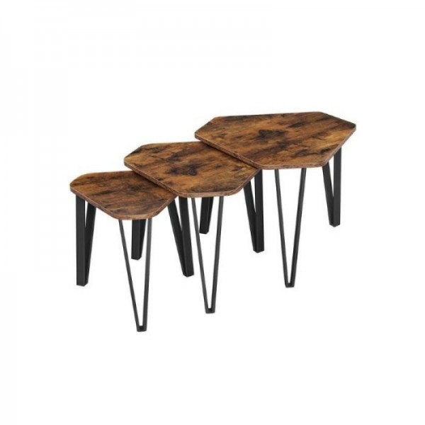 VASAGLE Rustikalni set mizic, rustikalno rjava