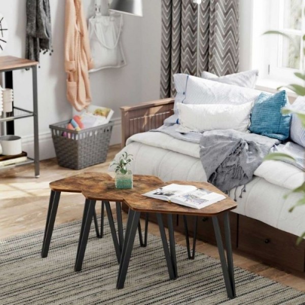 VASAGLE Rustikalni set mizic, rustikalno rjava