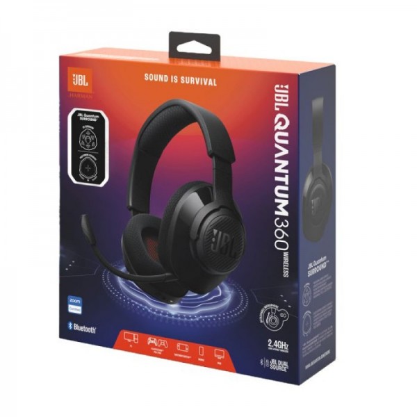 JBL Quantum 360 brezžične naglavne gaming slušalke, črne