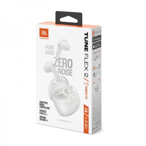 JBL Tune Flex 2 brezžične slušalke z mikrofonom, bele JBL Tune Flex 2 brezžične slušalke z mikrofonom, bele
