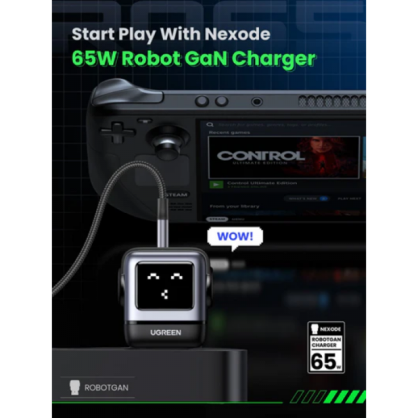 Ugreen Nexode Robot GaN 65W Polnilnik - Siva