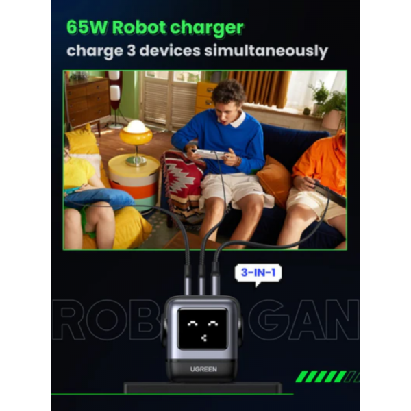 Ugreen Nexode Robot GaN 65W Polnilnik - Siva