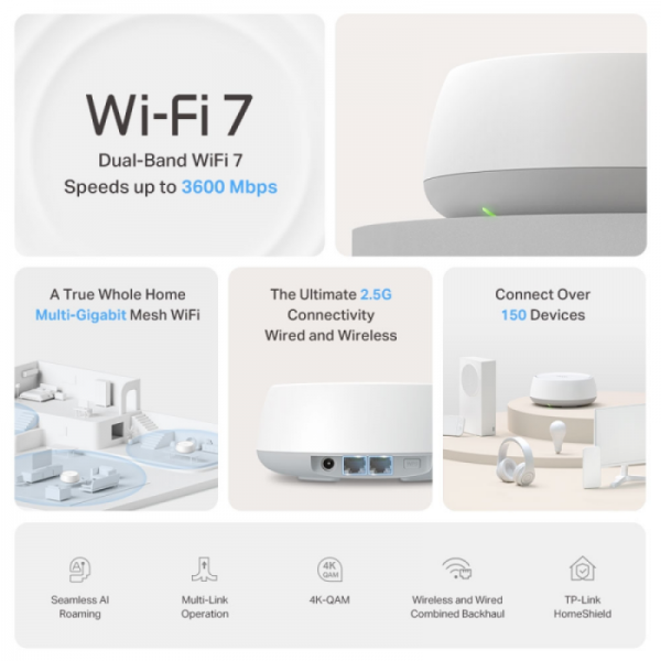 TP-Link Deco BE25 Wi-Fi 7 BE3600 Mesh sistem (3 pack) TP-Link Deco BE25 Wi-Fi 7 BE3600 Mesh sistem (3 pack)