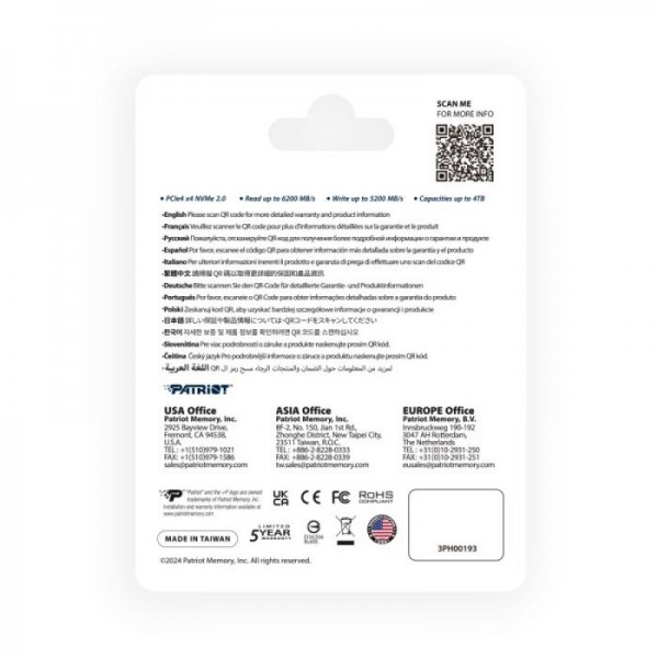 Patriot P400 V4 1TB M.2 NVMe SSD PCIe Gen 4 x4