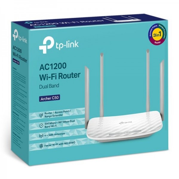 TP-LINK Archer C50 1200Mbps Dual Band brezžični usmerjevalnik