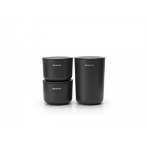 Brabantia set 3 lončkov za kopalnico siv