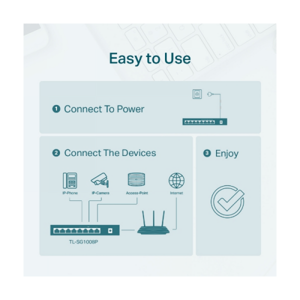 TP-LINK TL-SG1008P 8-port Gigabit Desktop Switch s 4-PoE+ porti
