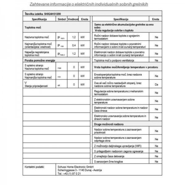 SHE kvarčni grelnik 1200W