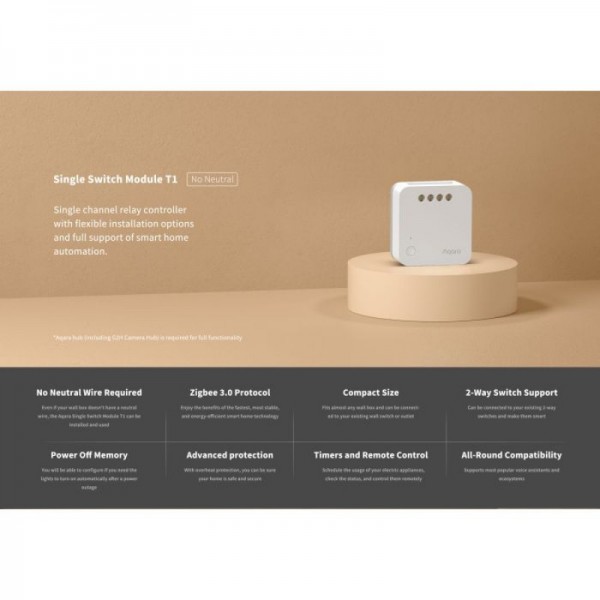 AQARA ENOJNO RELEJNO STIKALO ZIGBEE SSM-U02 brez nevtralnega vodnika