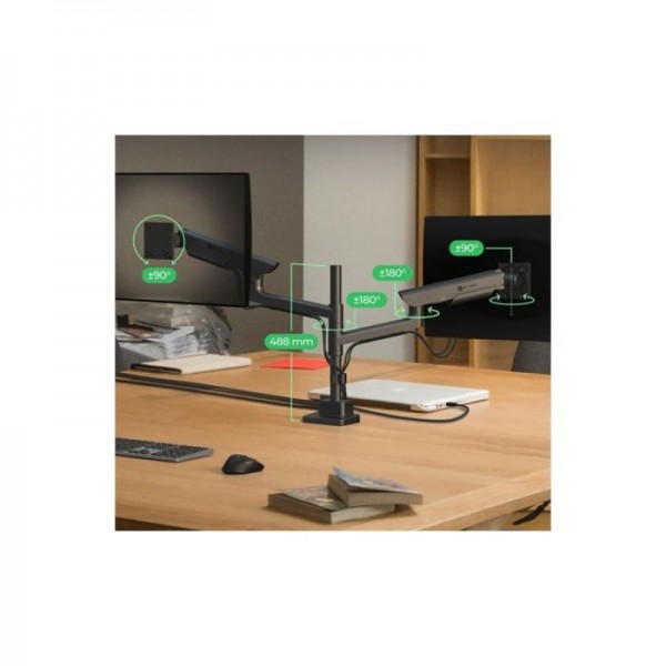 IcyBox IB-MS702-T dvojni namizni nosilec za monitorja do 57"