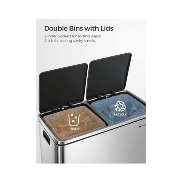 SONGMICS koš za ločevanje odpadkov 2x30L, LTB60NL SONGMICS koš za ločevanje odpadkov 2x30L, LTB60NL