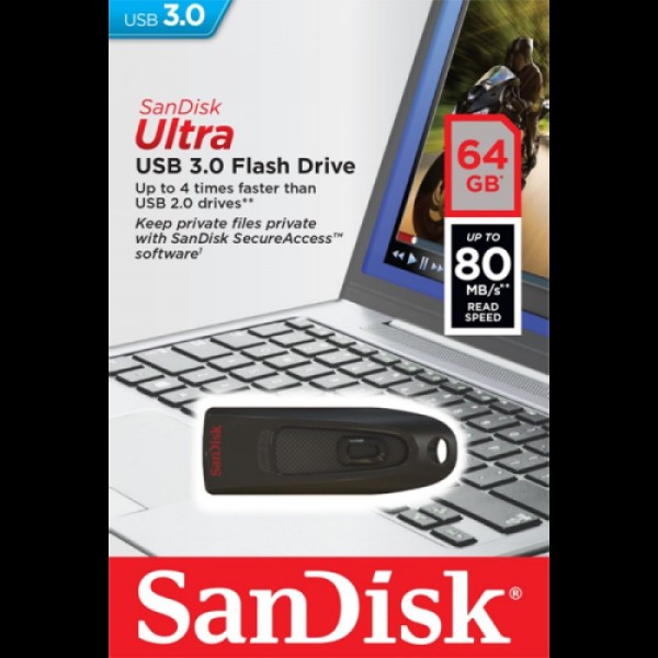 Sandisk Ultra 64GB USB3.0 črn spominski ključek Sandisk Ultra 64GB USB3.0 črn spominski ključek