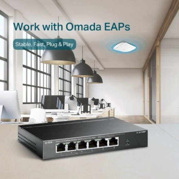 TP-LINK TL-SF1006P 6-port 10/100Mbps stikalo z 4-Port PoE+ TP-LINK TL-SF1006P 6-port 10/100Mbps stikalo z 4-Port PoE+