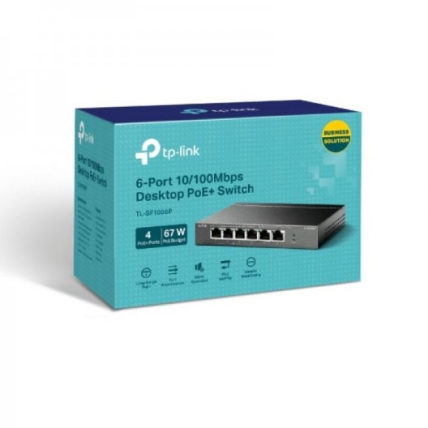 TP-LINK TL-SF1006P 6-port 10/100Mbps stikalo z 4-Port PoE+ TP-LINK TL-SF1006P 6-port 10/100Mbps stikalo z 4-Port PoE+